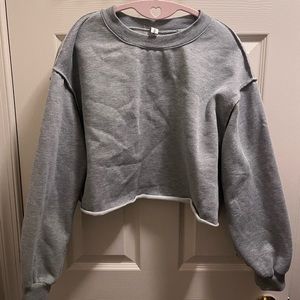 Women Cropped Sweatshirt Long Sleeves Pullover Fleece Crop Top